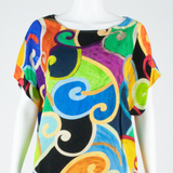 Womens Blouse Blue Viscose Crazy Pattern M