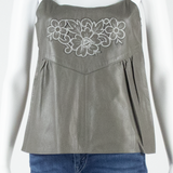Leather Look Womens Camisole Vest Grey Sleeveless S