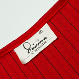 DIVINA Womens Blouse Red V-Neck Striped XL