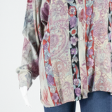 Womens Shirt Blouse Purple Long Sleeve Viscose Floral M