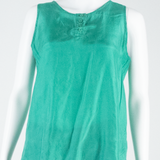 Womens Shirt Green Sleeveless Silk S