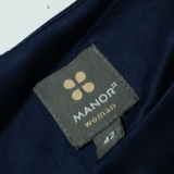 MANOR Womens Blouse Blue Long Sleeve Silk S