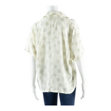 Womens Wrap Blouse Beige V-Neck Patchwork L
