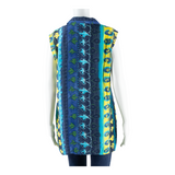 YESSICA Womens Printed Blouse Blue Sleeveless Fair Isle M
