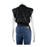 HANDRO Womens Bodysuit Black V-Neck Sleeveless S