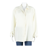 KINGFIELD Womens Blouse White V-Neck Long Sleeve XL