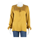 Womens Blouse Brown V-Neck Long Sleeve M