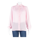 Womens Blouse Pink High Neck Long Sleeve M