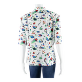 FRANKENWALDER Womens Printed Blouse White Crazy Pattern M