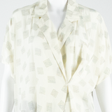 Womens Wrap Blouse Beige V-Neck Patchwork L