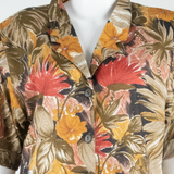 Womens Printed Blouse Brown V-Neck Floral L