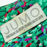 JUMBO INTERNATIONAL Womens Printed Blouse Green V-Neck Floral L