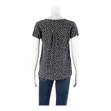 CARROLL Womens Printed Top Black V-Neck Floral S