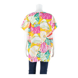 Womens Printed Top Pink Crazy Pattern L