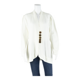 Womens Blouse White V-Neck Long Sleeve M