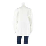 Womens Blouse White V-Neck Long Sleeve M