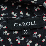 CARROLL Womens Printed Top Black V-Neck Floral S