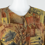 Womens Printed Blouse Brown Crazy Pattern L