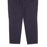 BENETTON Check Suit Womens Trousers Blue Regular Straight Wool W36 L28