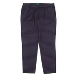 BENETTON Check Suit Womens Trousers Blue Regular Straight Wool W36 L28