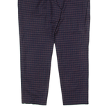 BENETTON Check Suit Womens Trousers Blue Regular Straight Wool W36 L28