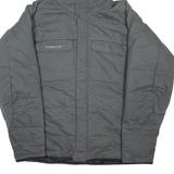 COLUMBIA TITANIUM Mens Puffer Jacket Grey Nylon Hooded Check L