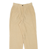 ELLE EVE Pleated Womens Corduroy Trousers Beige Regular Mom 90s W24 L29