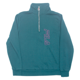 FILA Limited Edition Womens Sweatshirt Green 1/4 Zip M