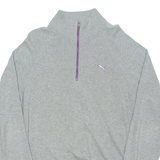 PUMA Mens Jumper Grey 1/4 Zip Tight Knit L