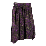 Womens Pleated Skirt Purple Knee Length Paisley M
