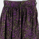 Womens Pleated Skirt Purple Knee Length Paisley M