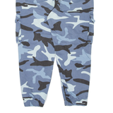 BERSHKA Camo Cargo Womens Trousers Blue Regular Tapered W32 L23