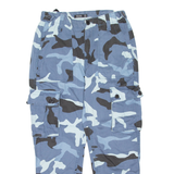 BERSHKA Camo Womens Trousers Blue Regular Tapered W28 L24