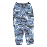 BERSHKA Camo Womens Trousers Blue Regular Tapered W28 L24