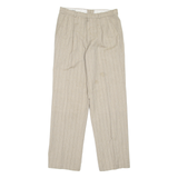 LUIGI MORINI Striped Womens Trousers Beige Regular Straight W31 L31