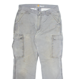 CARHARTT Workwear Cargo Mens Trousers Grey Relaxed Straight W34 L30