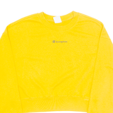 CHAMPION Cropped Womens Sweatshirt Yellow Crew Neck M