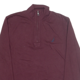 NAUTICA Mens Sweatshirt Maroon 1/4 Zip L