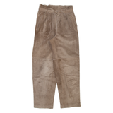 Womens Leather Trousers Brown Relaxed Tapered W24 L27