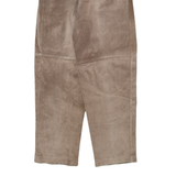Womens Leather Trousers Brown Relaxed Tapered W24 L27