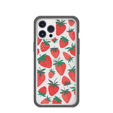 Clear Strawberries iPhone 12 Pro Max Case With Black Ridge