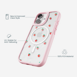 Clear Summer Berries iPhone 17 Case With Petal Pink Ridge (MagSafe included)