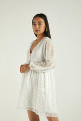 Summer Scene Dress in Coconut White