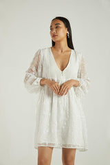 Summer Scene Dress in Coconut White