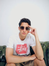 Berlin Metal Frame Rectangle Sunglasses