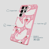 Bubblegum Pink Swan Garden Samsung Galaxy S25 Ultra Case