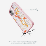 Clear Sweet Doodles iPhone 17 Case With Petal Pink Ridge (MagSafe included)