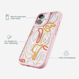 Clear Sweet Doodles iPhone 17 Case With Petal Pink Ridge (MagSafe included)