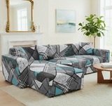 Anyseat 4-Seater Sofa Cover – Dark Grey Geometric Style Slipcover for Living Room Chair Protection