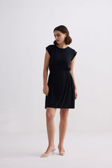 Short Dress With Smocking Side Detail in Black